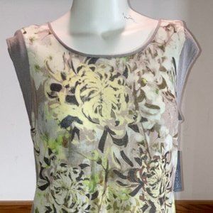 NWT Nic & Zoe Hand Printed Cap Sleeve Top ~ Size 2x ~ RV $128